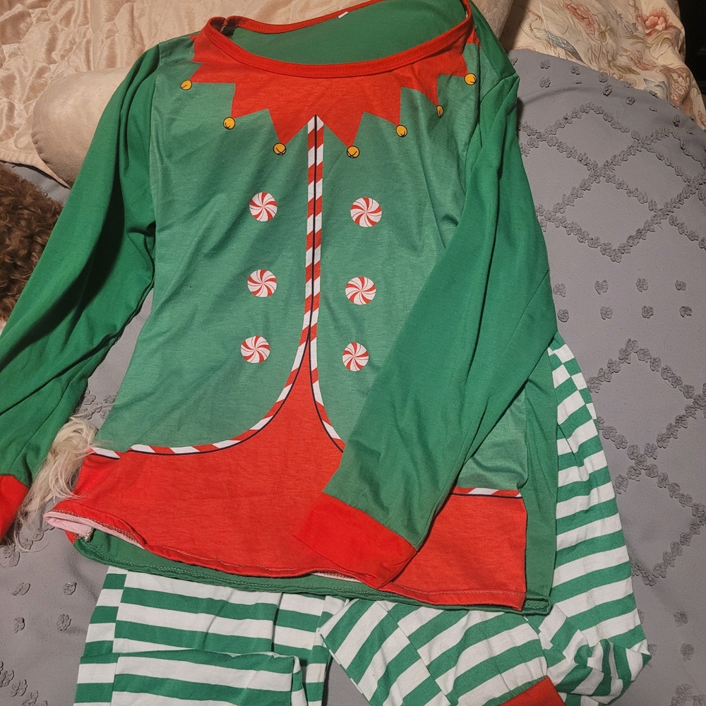 Green and Red Elf Pajamas